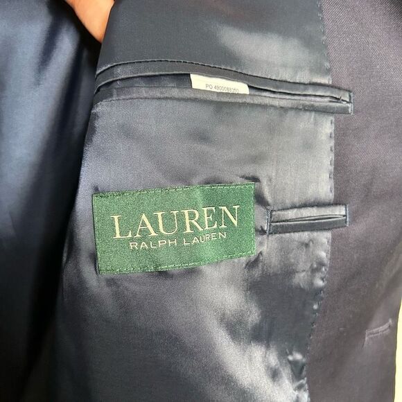 Lauren Ralph Lauren Men’s Navy Blue Gold Wool 2 Button Sportcoat Jacket Sz 44 L - Picture 8 of 9